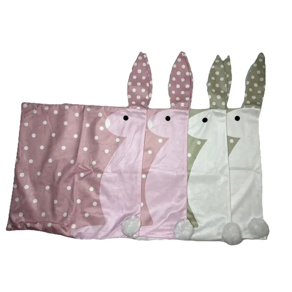 4 Pack Easter Spring Pillow Covers, 18X18IN Cute Floppy Ears Easter Bunny
